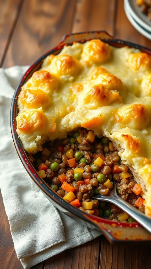 A delicious lentil and vegetable shepherd